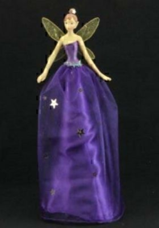 This a beautiful looking fairy wearing a purple starry dress. Place her on top of your Christmas tree to give it that perfect finishing touch. Made by Gisela Graham who are well known for their unique and high quality products. Size 30x12x12cm